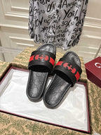 SANDALS 25S IN BLACK MIX RED LAMBSKIN EMBOSSED LOGO STYLE 2