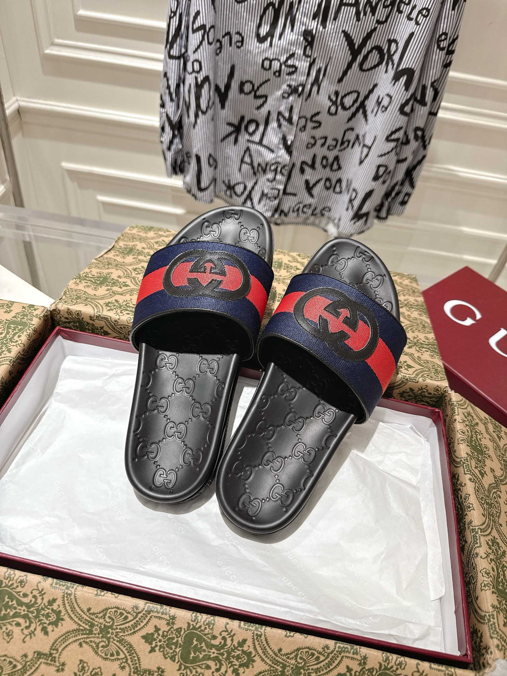 SANDALS 25S IN BLACK LAMBSKIN EMBOSSED LOGO STYLE 1