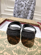 SANDALS 25S IN BLACK LAMBSKIN EMBOSSED LOGO STYLE 1