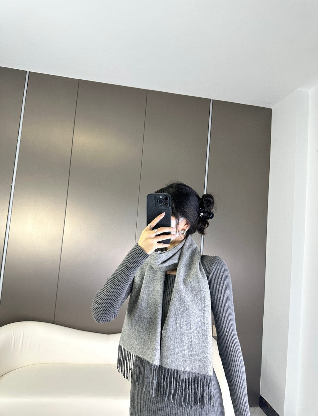 SCARF 180 CM IN MO GRAY CASHMERE 383862