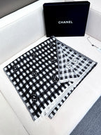 SCARF 190 CM IN BLACK MIX WHITE CARO CASHMERE AND WOOL 390944