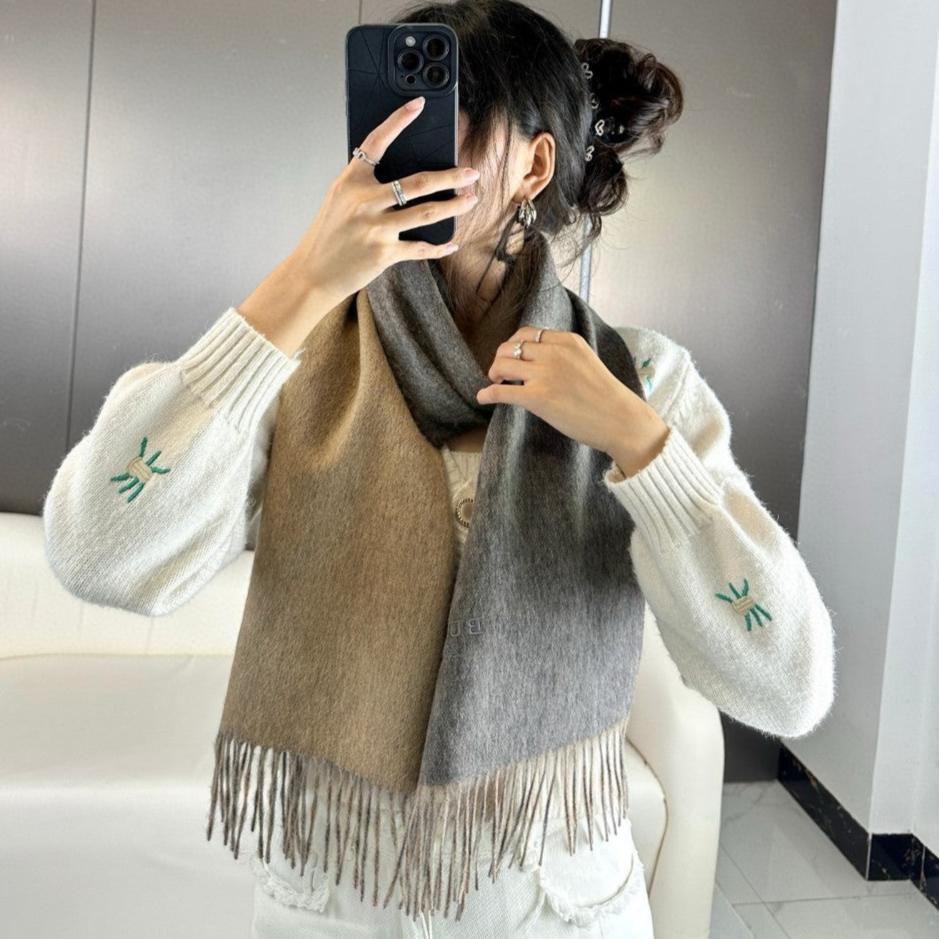 SCARF 180 CM IN MO GRAY AND CAMEL BEIGE CASHMERE 398416