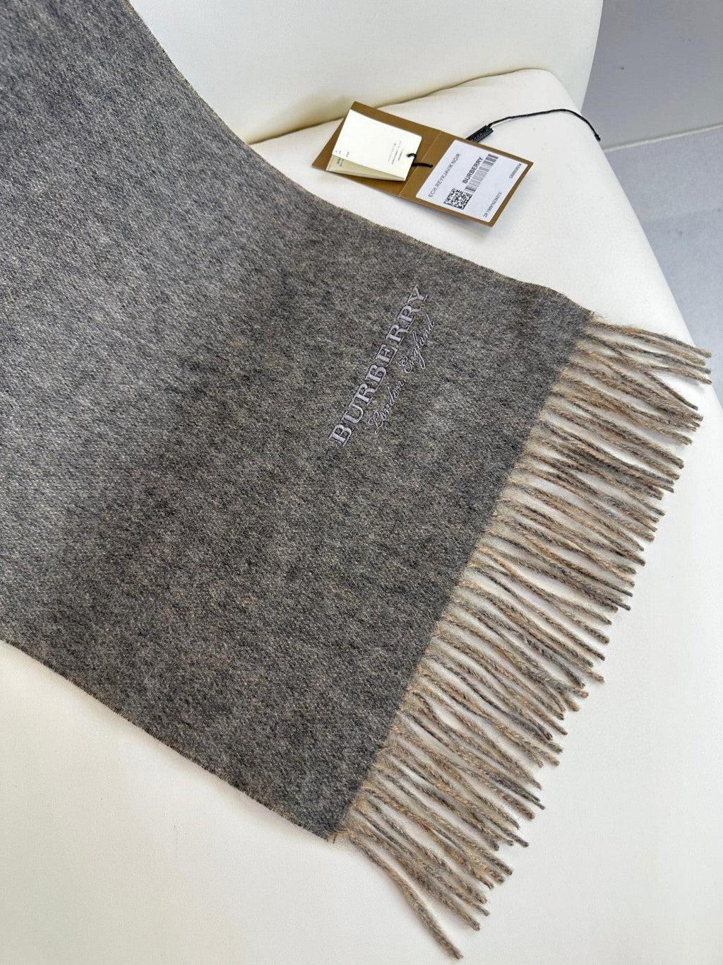 SCARF 180 CM IN MO GRAY AND CAMEL BEIGE CASHMERE 398416