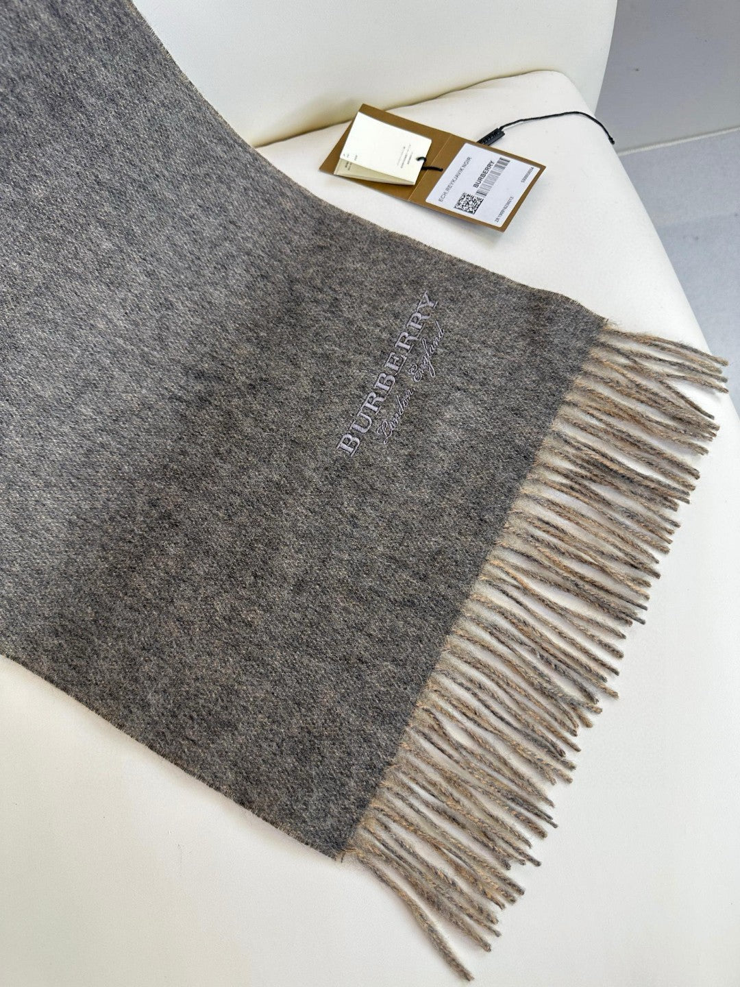 SCARF 180 CM IN MO GRAY AND CAMEL BEIGE CASHMERE 398416