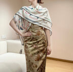 HERMES 25S SCARF 135 IN CASHMERE SILK 854593