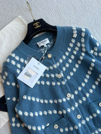 Chanel 25P Cardigan Dark Blue Mix White Cashmere 229517