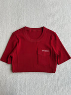 GUCCI SHORT-SLEEVE KNIT TOP 242808