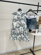 DIOR SLEEVELESS BLAZER DRESS WITH PALM TREE PRINT 267896