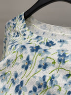 LOEWE SHORT-SLEEVE SWEATER WITH FLORAL KNIT 275922