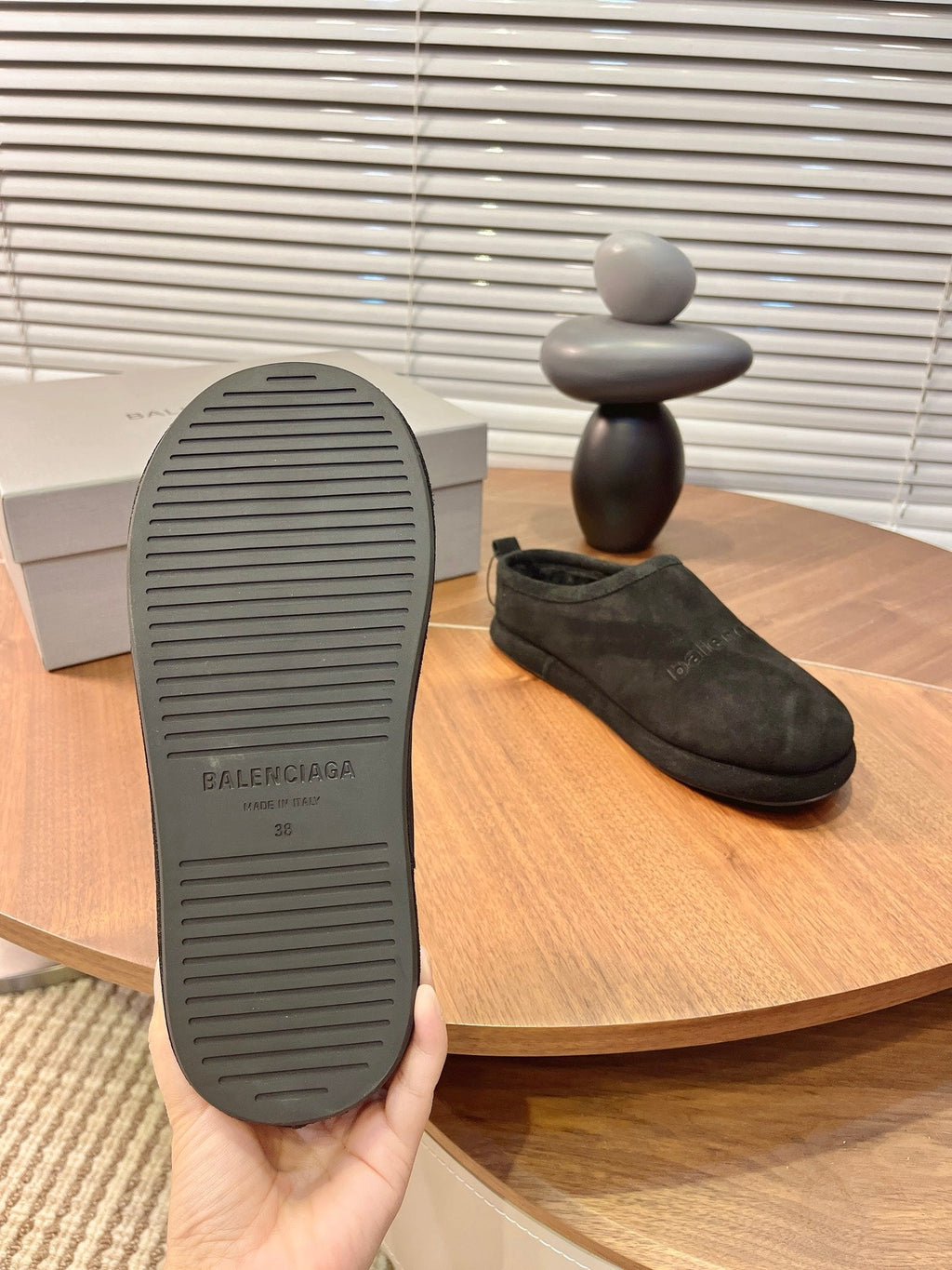 BALENCIAGA 25S AURALEE SLIP-ON 25 MM IN BLACK SUEDE