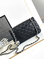 CC SMALL 20 FLAP BAG IN BLACK CALFSKIN