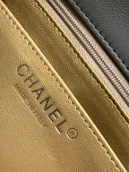 CC SMALL 17 FLAP BAG IN DARK GREY CALFSKIN
