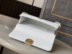 CHANEL 25S KELLY BAG 18 IN WHITE CAVIAR LEATHER WITH GOLD HARDWARE