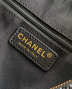 CHANEL 25S SHOPPING BAG 18 CM IN BLACK RHINESTONE-STUDDED
