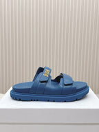 DIOR CLASSIC DOUBLE-STRAP SLIDES 25S IN OCEAN BLUE CALFSKIN