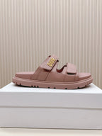 DIOR CLASSIC DOUBLE-STRAP SLIDES 25S IN BABY PINK CALFSKIN