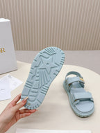 DIOR BACK-STRAP SANDALS 25S IN PASTEL BLUE CALFSKIN WITH GOLD HARDWARE