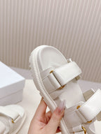 DIOR BACK-STRAP SANDALS 25S IN CREAM WHITE CALFSKIN WITH GOLD HARDWARE