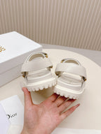 DIOR BACK-STRAP SANDALS 25S IN CREAM WHITE CALFSKIN WITH GOLD HARDWARE
