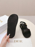 DIOR BACK-STRAP SANDALS 25S IN BLACK CALFSKIN WITH GOLD HARDWARE
