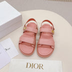 DIOR BACK-STRAP SANDALS 25S IN PEACHY PINK CALFSKIN WITH GOLD HARDWARE