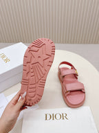 DIOR BACK-STRAP SANDALS 25S IN PEACHY PINK CALFSKIN WITH GOLD HARDWARE