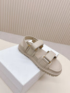 DIOR BACK-STRAP SANDALS 25S IN LIGHT BEIGE CALFSKIN WITH GOLD HARDWARE
