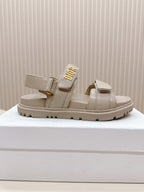 DIOR BACK-STRAP SANDALS 25S IN LIGHT BEIGE CALFSKIN WITH GOLD HARDWARE