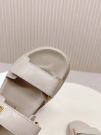 DIOR BACK-STRAP SANDALS 25S IN LIGHT BEIGE CALFSKIN WITH GOLD HARDWARE