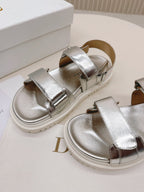 DIOR BACK-STRAP SANDALS 25S IN SILVER CALFSKIN WITH SILVER HARDWARE