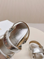 DIOR BACK-STRAP SANDALS 25S IN SILVER CALFSKIN WITH SILVER HARDWARE