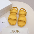 DIOR BACK-STRAP SANDALS 25S IN YELLOW CALFSKIN WITH GOLD HARDWARE