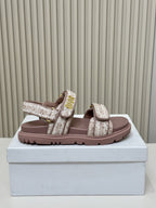 DIOR BACK-STRAP SANDALS 25S IN DEEP MAUVE BROWN TWEED AND CALFSKIN