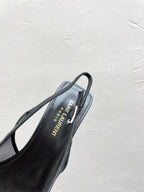 OXALIS SLINGBACK PUMPS 30 IN MESH BLACK LEATHER