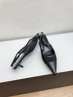 OXALIS SLINGBACK PUMPS 30 IN MESH BLACK LEATHER