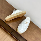 CC Women Half - Slippers White Lambskin
