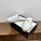 CC Women Half - Slippers White Lambskin