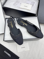 CC SLINGBACK 25S 25 MM IN BLACK TWEED AND FABRIC