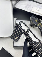 CC SLINGBACK 25S 65 MM IN BLACK TWEED AND FABRIC