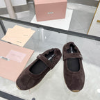 RUCHES NAPPA BALLERINAS IN DARK BROWN SUEDE