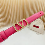 Vlogo Buckle Water Wave Gold Copper Glossy Pink Leather 20mm Belt