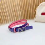Vlogo Buckle Water Wave Silver Copper Glossy Pink Purple Leather 20mm Belt