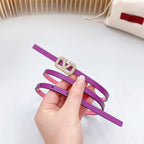 VL Belt 8mm Buckle Gold Diamond Leather Pink Purple