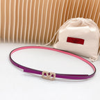 VL Belt 8mm Buckle Gold Diamond Leather Pink Purple