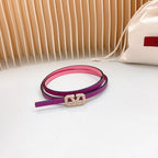 VL Belt 8mm Buckle Gold Diamond Leather Pink Purple