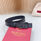 Vlogo Black Leather Buckle 40mm Black