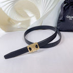 CL MEDIUM 25MM REVERSIBLE FRAMED TRIOMPHE BELT BLACK CALFSKIN LIGHT GOLD HARDWARE