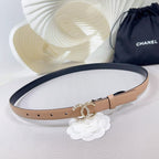 CC BELT 20 MM IN DESERT SAND SMOOTH CALFSKIN GOLD HARDWARE ATTACH RHINSTONE