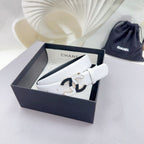 CC BELT 30 MM BLACK MIX WHITE CALFSKIN WITH METAL LOGO