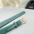 CC 30MM BELT IN COOL GREEN SHINNY CALFSKIN WHITE LOGO